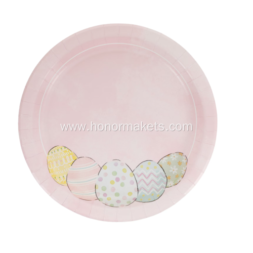 14PCS Easter Round Paper Plates